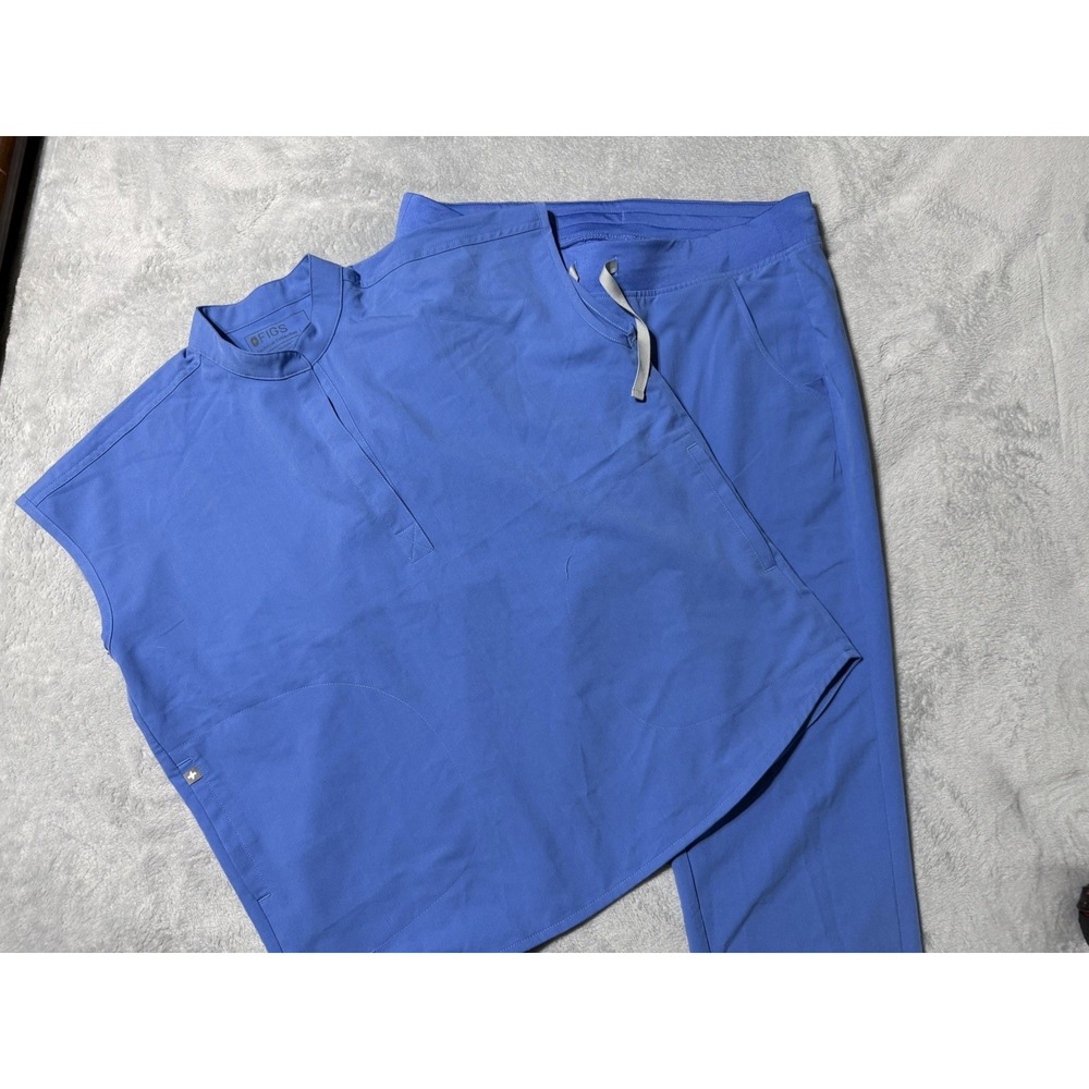 FIGS Rafaela Small / Zamora Jogger Large Scrub Set Womens Top Pants Ceil Blue